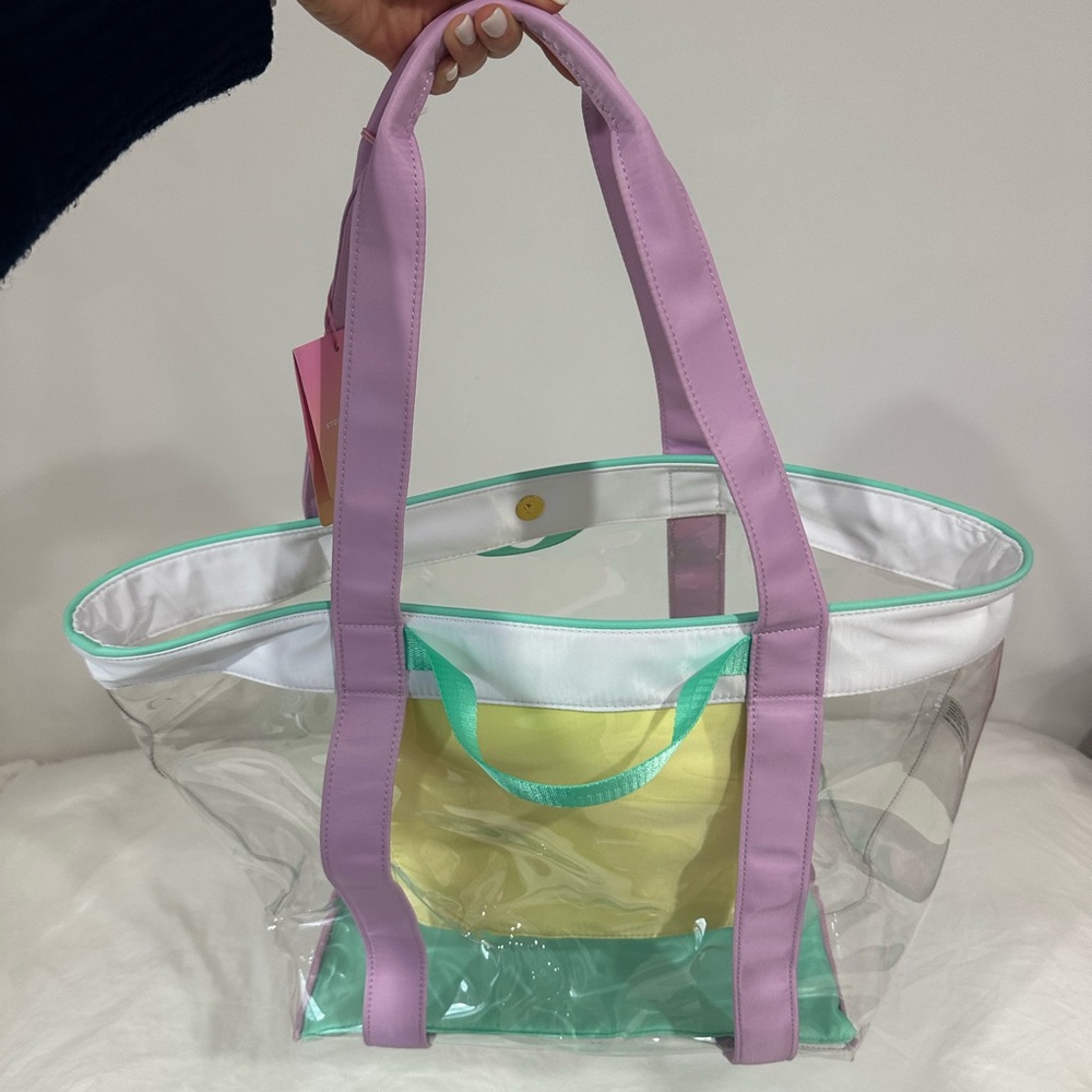 Stoney Clover Lane x Target Clear/Lavender Transparent Beach Tote Bag NWT - Picture 4 of 4